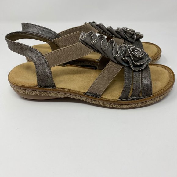 Rieker Gray Zipper Sandals Size 38 - Picture 9 of 11